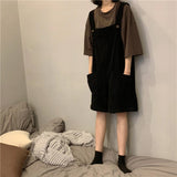 High Waist Corduroy Loose Pocket Jumpsuit