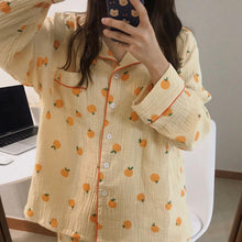 Cute Orange Pattern Printed 2Pcs Pajamas Set