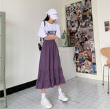 Loose Ruffles Elastic Waist A-Line Skirt