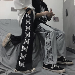 Loose Butterfly Printed Casual Wide Leg Pants