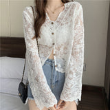 Long Sleeve Lace Transparent Sexy Shirt