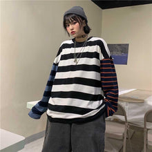 3 Colors Long Sleeve Oversized Striped Shirt