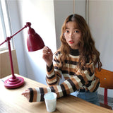 Striped Thin O-Neck Knitting Loose Sweater