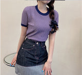 Cute O-Neck Skinny Ringer Slim Shirt