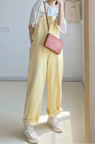 Loose Casual Yellow Jumpsuits