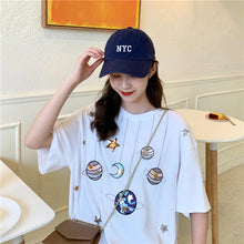 Cartoon Planet Embroidered Loose Shirt