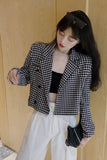 Houndstooth Pattern Notched Blazer Jackets