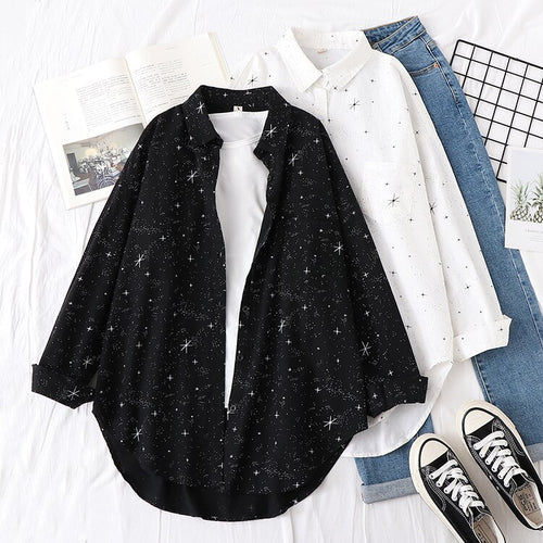 Full Stars Printed Long Sleeve Blouse Shirt