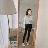 V-Neck Flare Sleeve Polka Dot Blouse Shirt