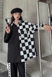 Long Sleeve Half Checkered Blouse Shirts
