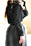 Elegant Polka Dot Ruffle Office Blouse Shirt
