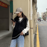 V-Neck Style Sleeveless Knitted Vest Sweater