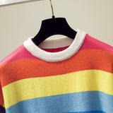 Loose Rainbow Striped Cashmere Sweater