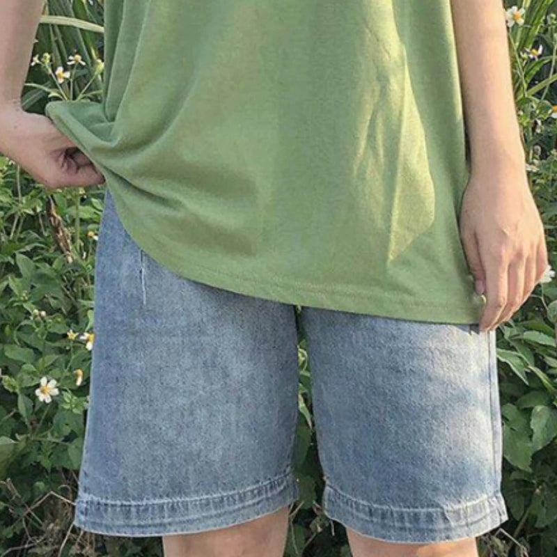 Cute Knee Length Denim Shorts Jeans – Tomscloth