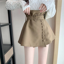 High Waist Belted A-Line Mini Skirts