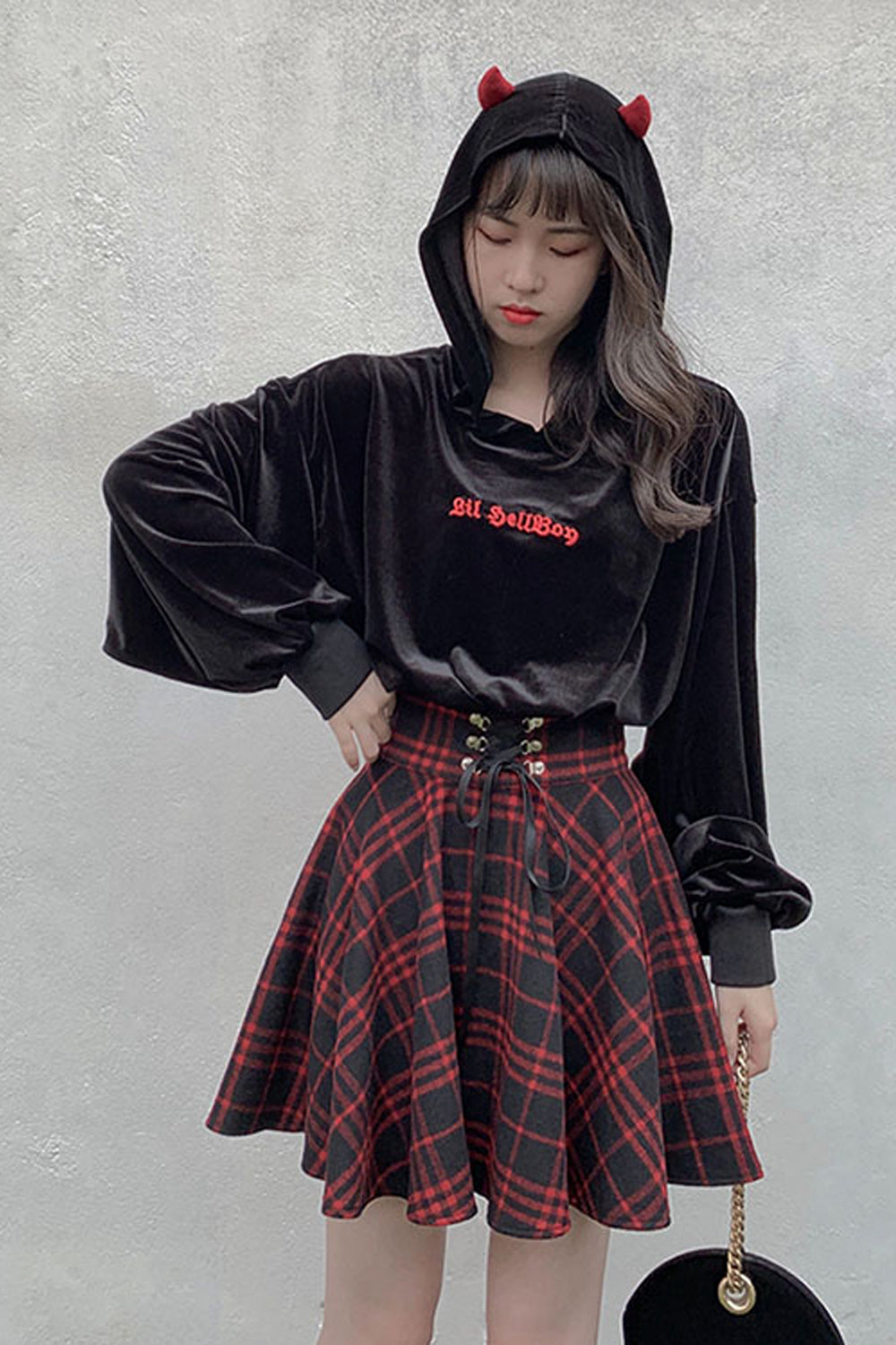 High Waist Lace Up Plaid Gothic Style Skirt – Tomscloth