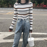 Striped Basic Slim Sweater