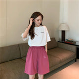 Moon Embroidered Casual Basic Shorts