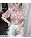 Pearl Beading Ruffles Chiffon Blouse Shirt