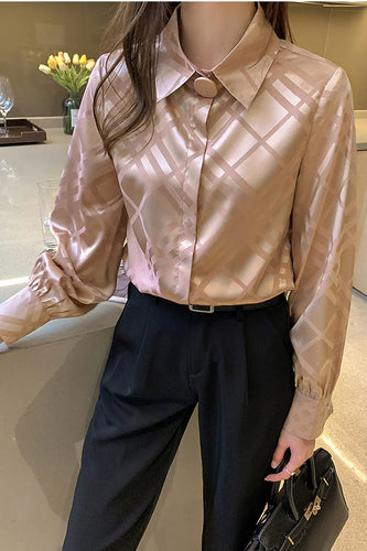 Long Sleeve Elegant Satin Blouse Shirt