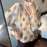 V-Neck Elegant Polka Dot Chiffon Blouse Shirt