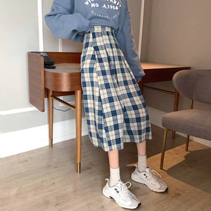 Casual Plaid A-Line Loose Long Skirts