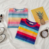 Rainbow Striped Crop Top Shirt