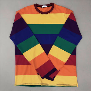 Loose Rainbow Striped Oversize Shirt