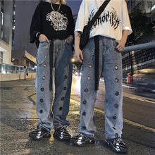 High Waist Loose Eyelets Hollow Out Jeans