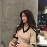 V-Neck Casual Blouse Knitted Tops