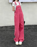Loose Casual Pink Denim Jumpsuits
