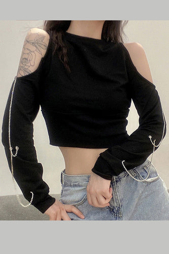 Long Sleeve Sexy Off Shoulder with Chain