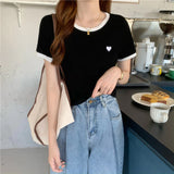 Heart Pocket Embroidered Ringer Shirt