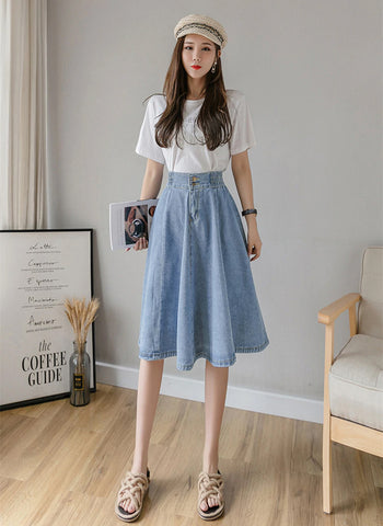 Vintage Elastic High Waist Ladies Denim Skirt
