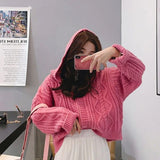 Hooded Winter Knitted Zipper Cardigan Sweater