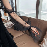 Vintage Mesh Off Shoulder Lantern Sleeve Gothic Dress