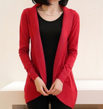 Solid Scarf Collar Cardigan Sweater