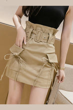 Belted High Waist Pocketed Tie Skirt