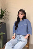 The Same Every Day Letters Pocket Printed Loose Shirt