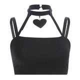 Heart Pendant Halter Tank Top