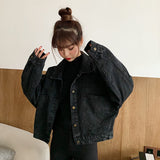 Cropped Style Black Denim Jacket