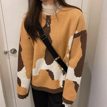 Cow Color Patchwork Loose Sweater