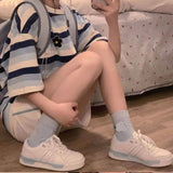 Daisy Pocket Embroidered Casual Striped Loose Shirt