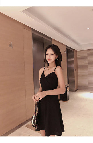 Black Elegant Sexy Slim Spaghetti Dress