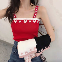 Heart Shape Printed Knitted Camisole Tank Tops
