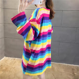 Fruits Printed Stripe Oversize Long Sleeve Shirt