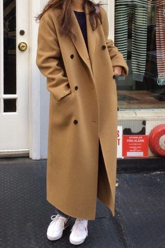 Long Wool Double Breasted Oversize Coat Jacket