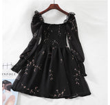Sexy Black Flower Long Chiffon Dress
