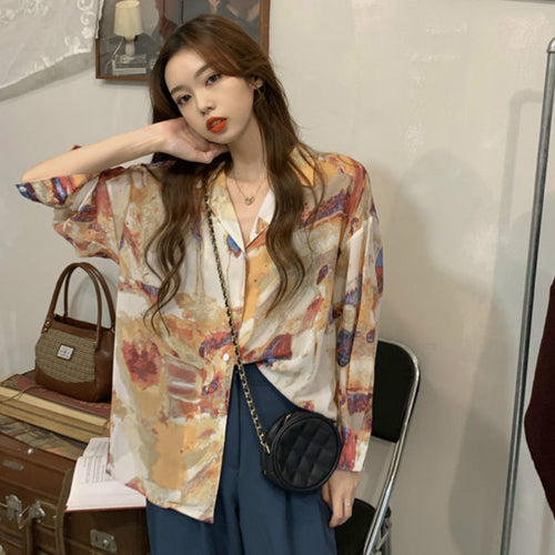 Painting Tie Dye Printed Blouse Shirt