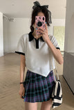 Short Sleeve Asymmetric Turn Down Collar Shirt